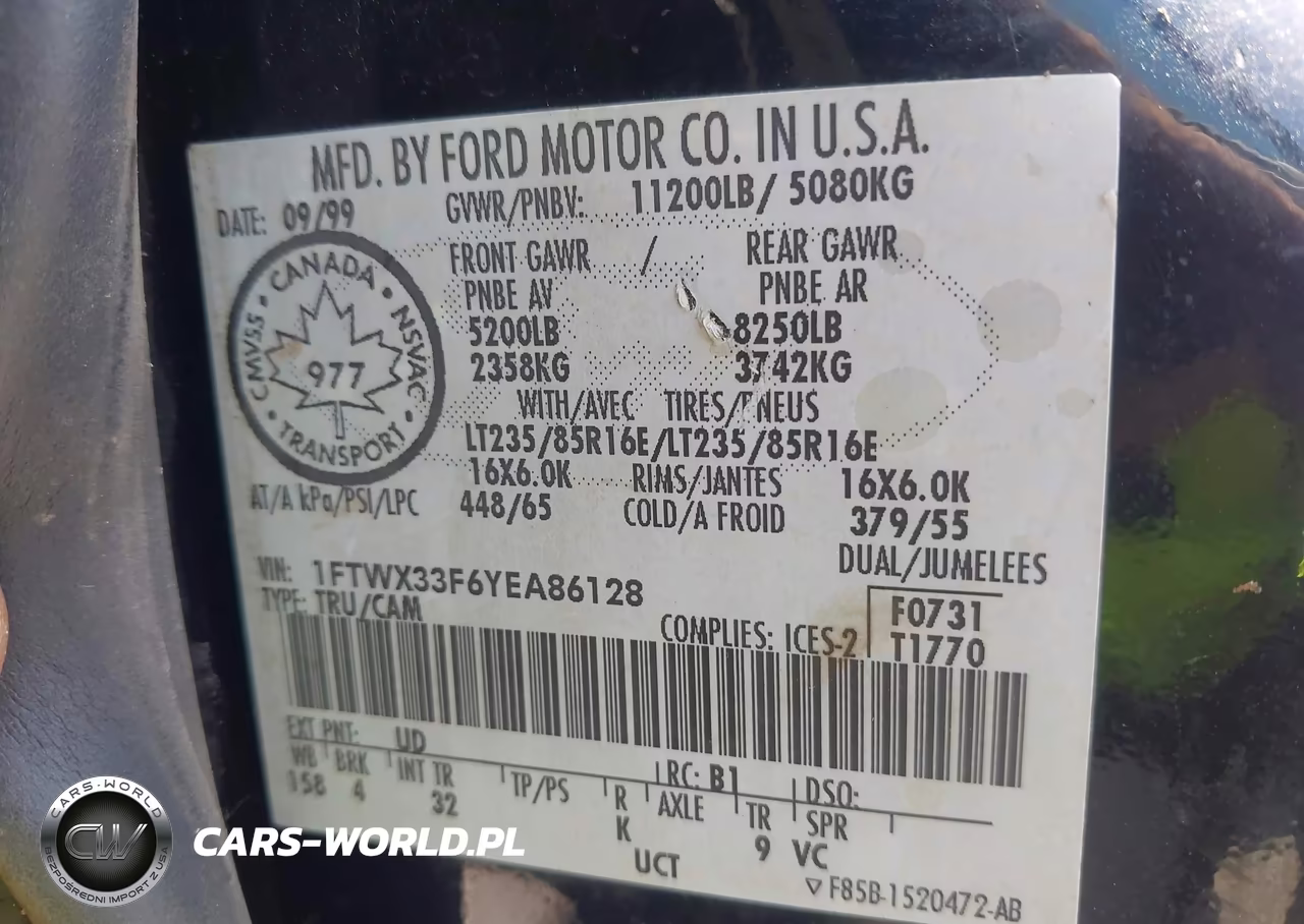 2000 Ford F-350 Lariat-Xl-Xlt VIN:1FTWX33F6YEA86128 - 9
