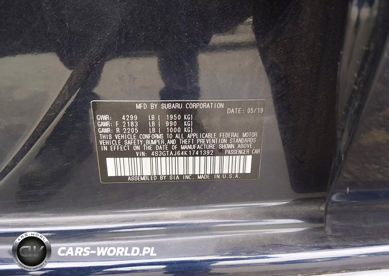 2019 Subaru Impreza 2.0I Sport VIN:4S3GTAJ64K1741392 - 9