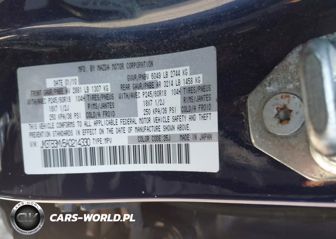 2010 Mazda Cx-9 Sport VIN:JM3TB3MV5A0214330 - 9