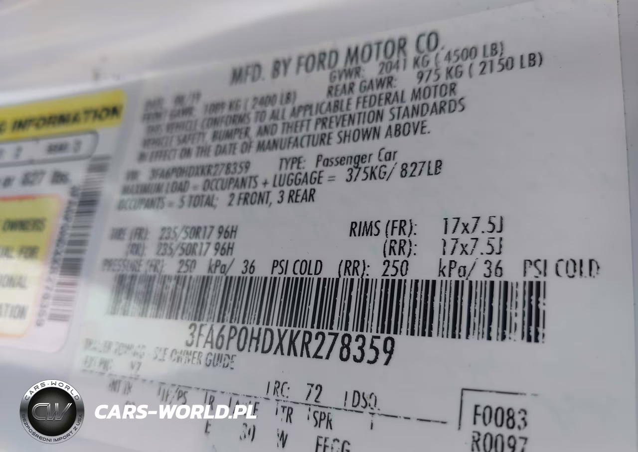 2019 Ford Fusion Se VIN:3FA6P0HDXKR278359 - 9