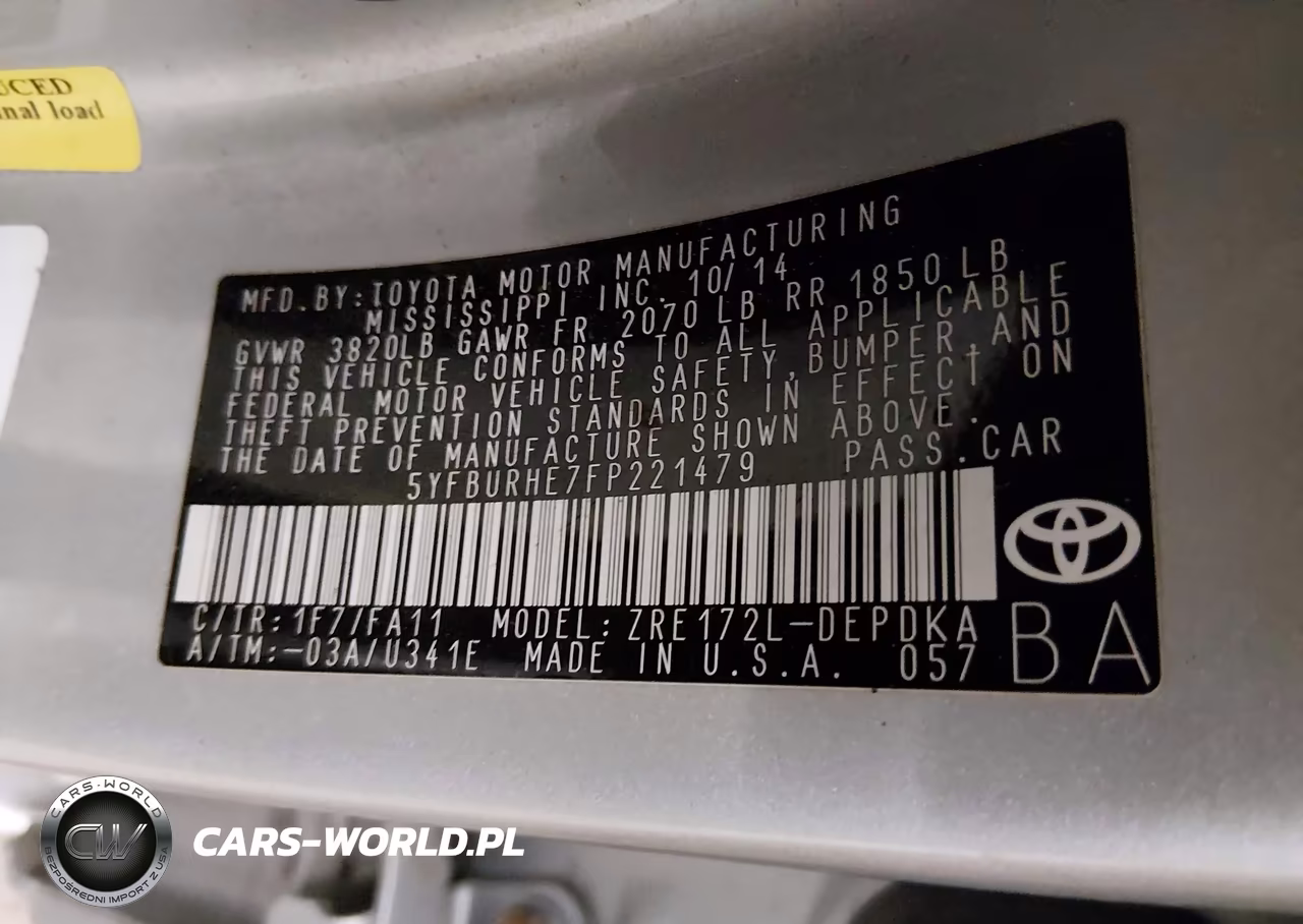 2015 Toyota Corolla L VIN:5YFBURHE7FP221479 - 9