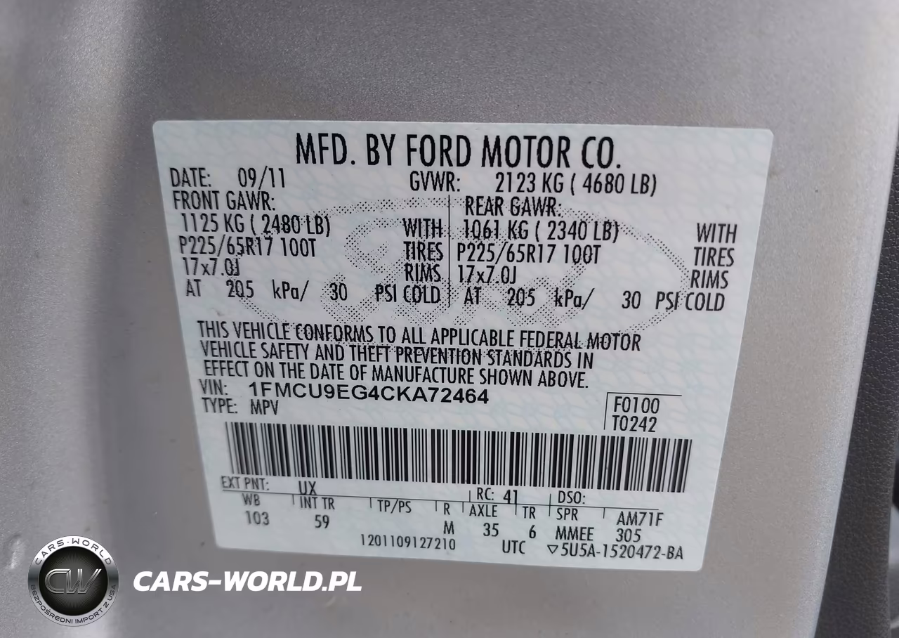 2012 Ford Escape Limited VIN:1FMCU9EG4CKA72464 - 9