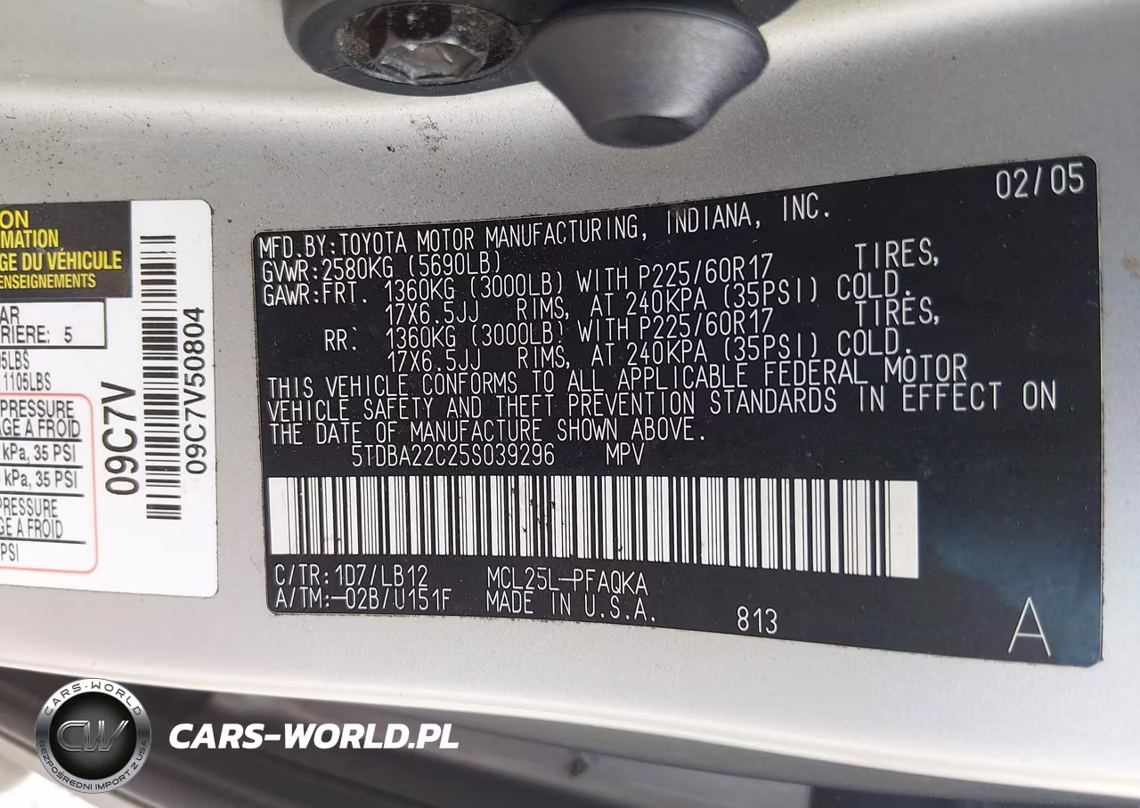 2005 Toyota Sienna Xle Limited VIN:5TDBA22C25S039296 - 9