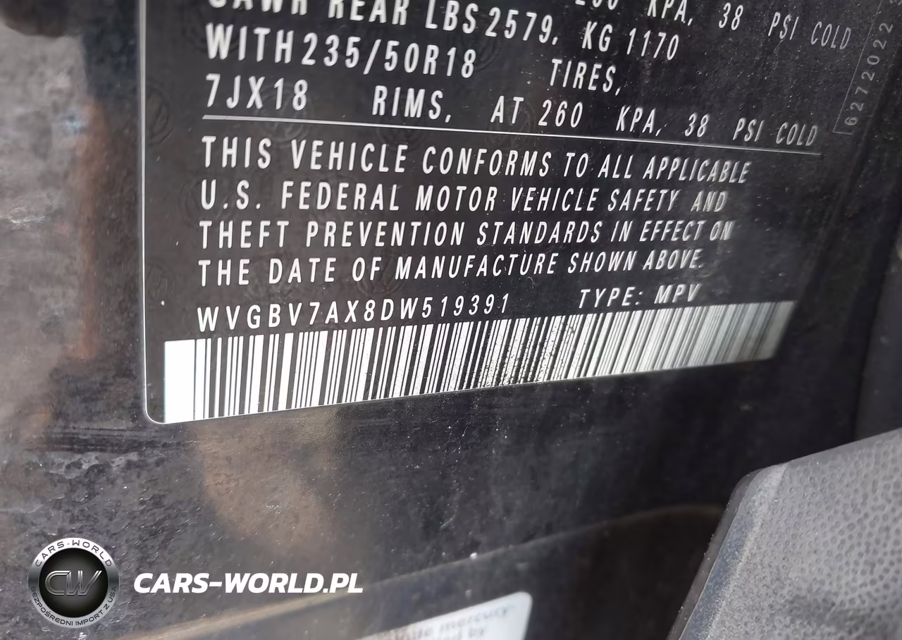 2013 Volkswagen Tiguan Se VIN:WVGBV7AX8DW519391 - 9