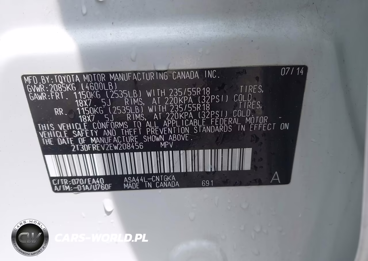 2014 Toyota Rav4 Limited VIN:2T3DFREV2EW208456 - 9