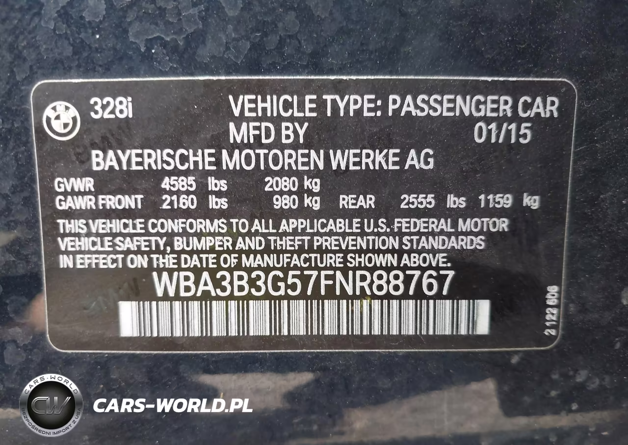 2015 BMW 328I xDrive VIN:WBA3B3G57FNR88767 - 9
