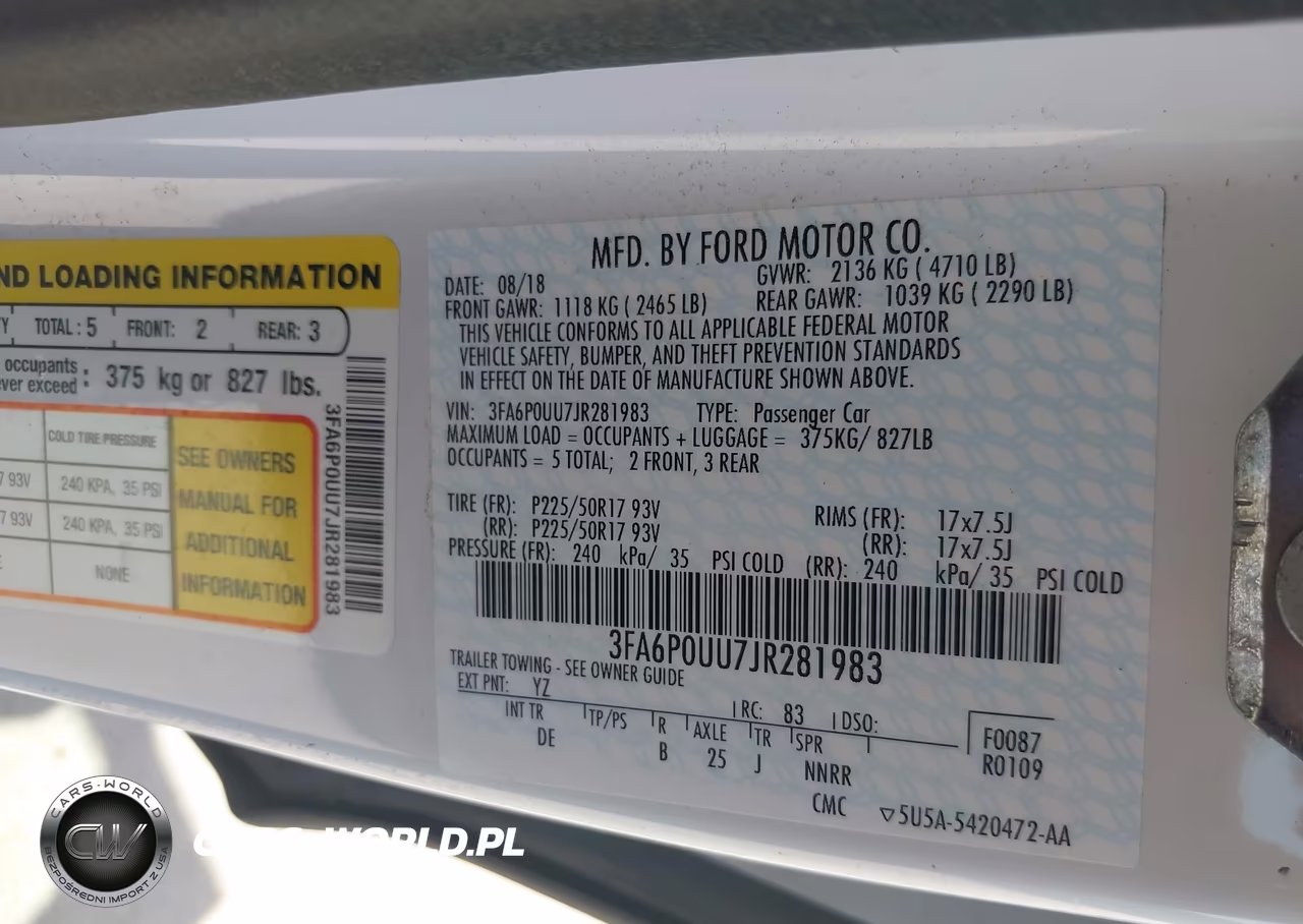 2018 Ford Fusion Hybrid S VIN:3FA6P0UU7JR281983 - 9