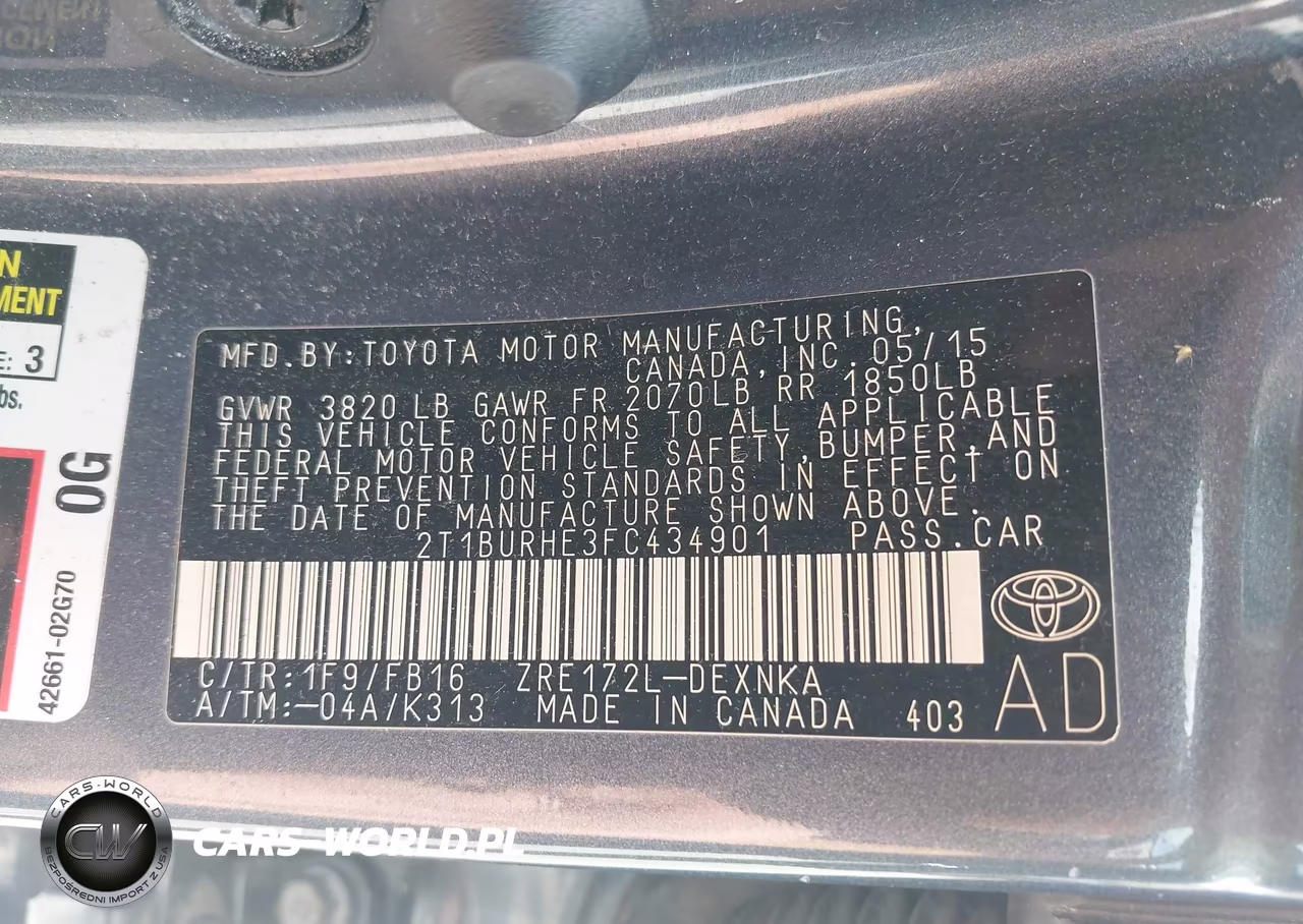 2015 Toyota Corolla Le VIN:2T1BURHE3FC434901 - 9