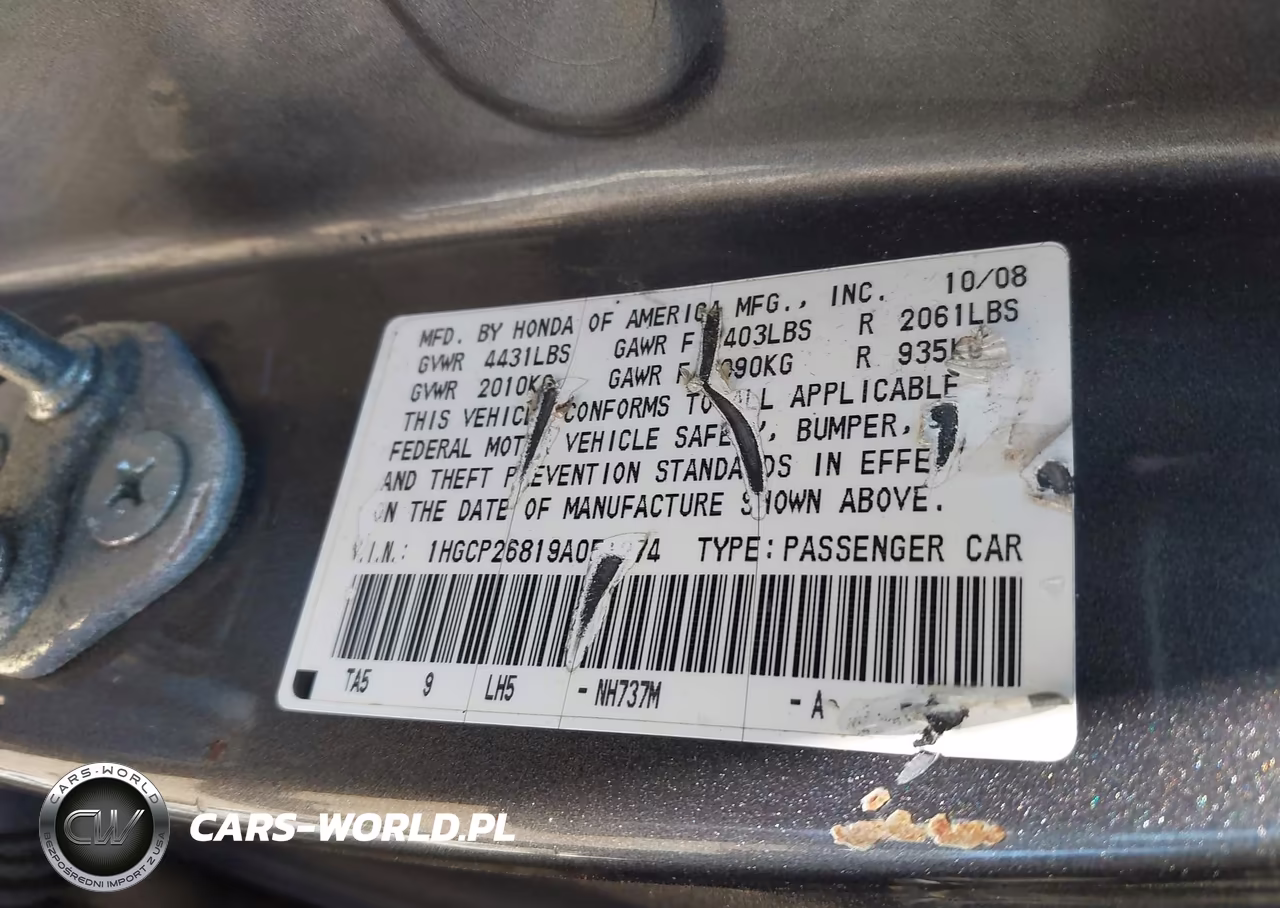 2009 Honda Accord 2.4 Ex-L VIN:1HGCP26819A051274 - 9