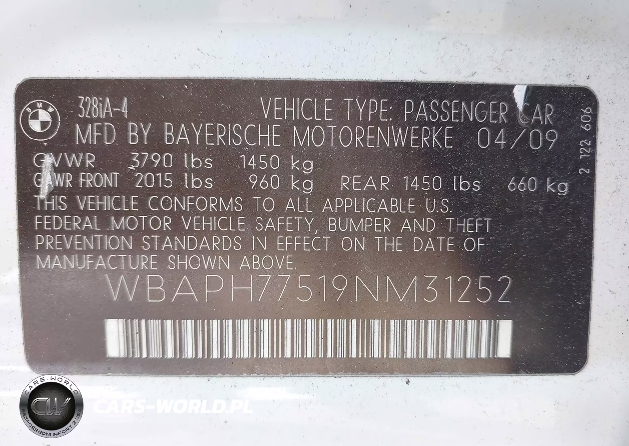 2009 BMW 328I VIN:WBAPH77519NM31252 - 9