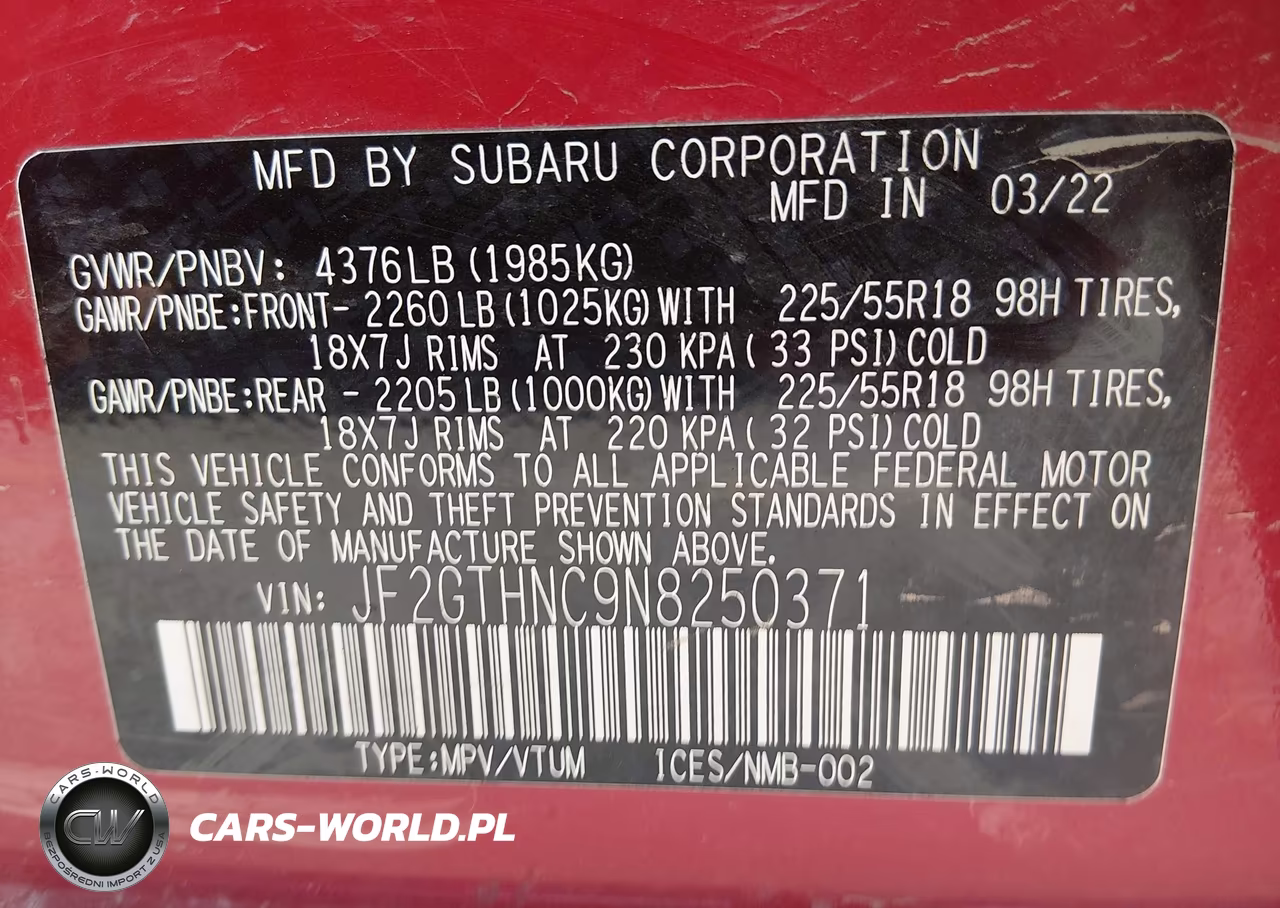 2022 Subaru Crosstrek Limited VIN:JF2GTHNC9N8250371 - 9