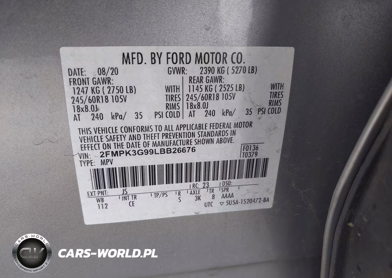 2020 Ford Edge Se VIN:2FMPK3G99LBB26676 - 9