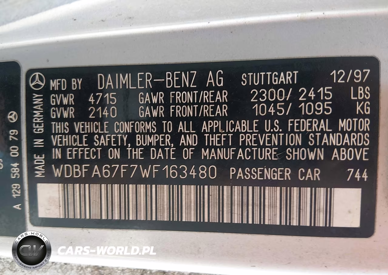 1998 Mercedes-Benz Sl 500 VIN:WDBFA67F7WF163480 - 9