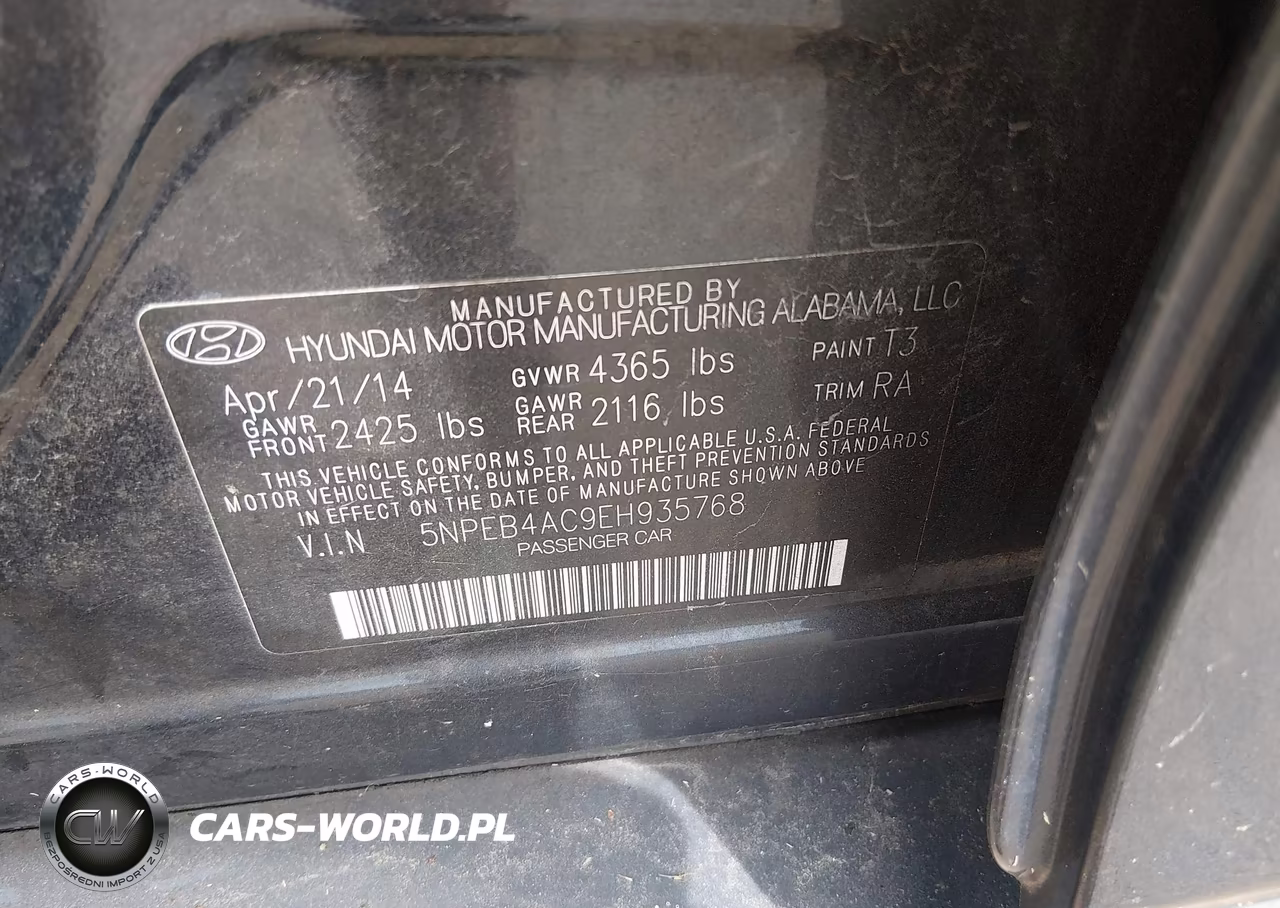 2014 Hyundai Sonata Gls VIN:5NPEB4AC9EH935768 - 9