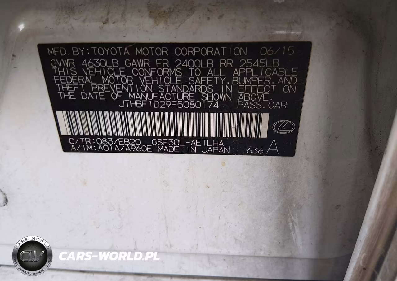 2015 Lexus Is 250 VIN:JTHBF1D29F5080174 - 9
