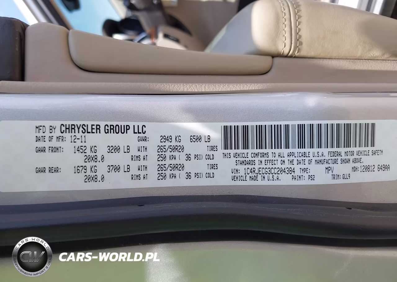 2012 Jeep Grand Cherokee Overland VIN:1C4RJECG3CC204384 - 9