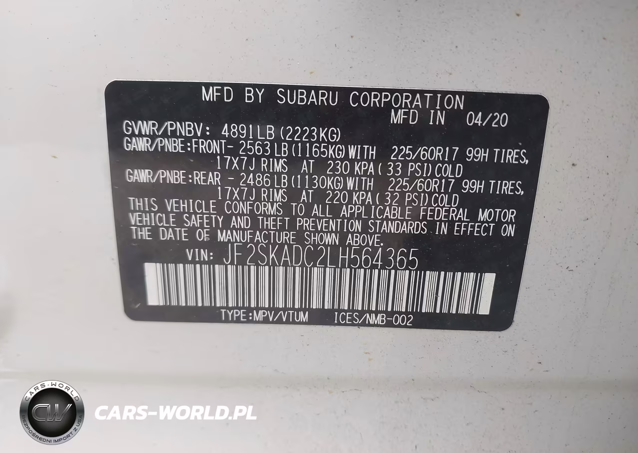 2020 Subaru Forester VIN:JF2SKADC2LH564365 - 9