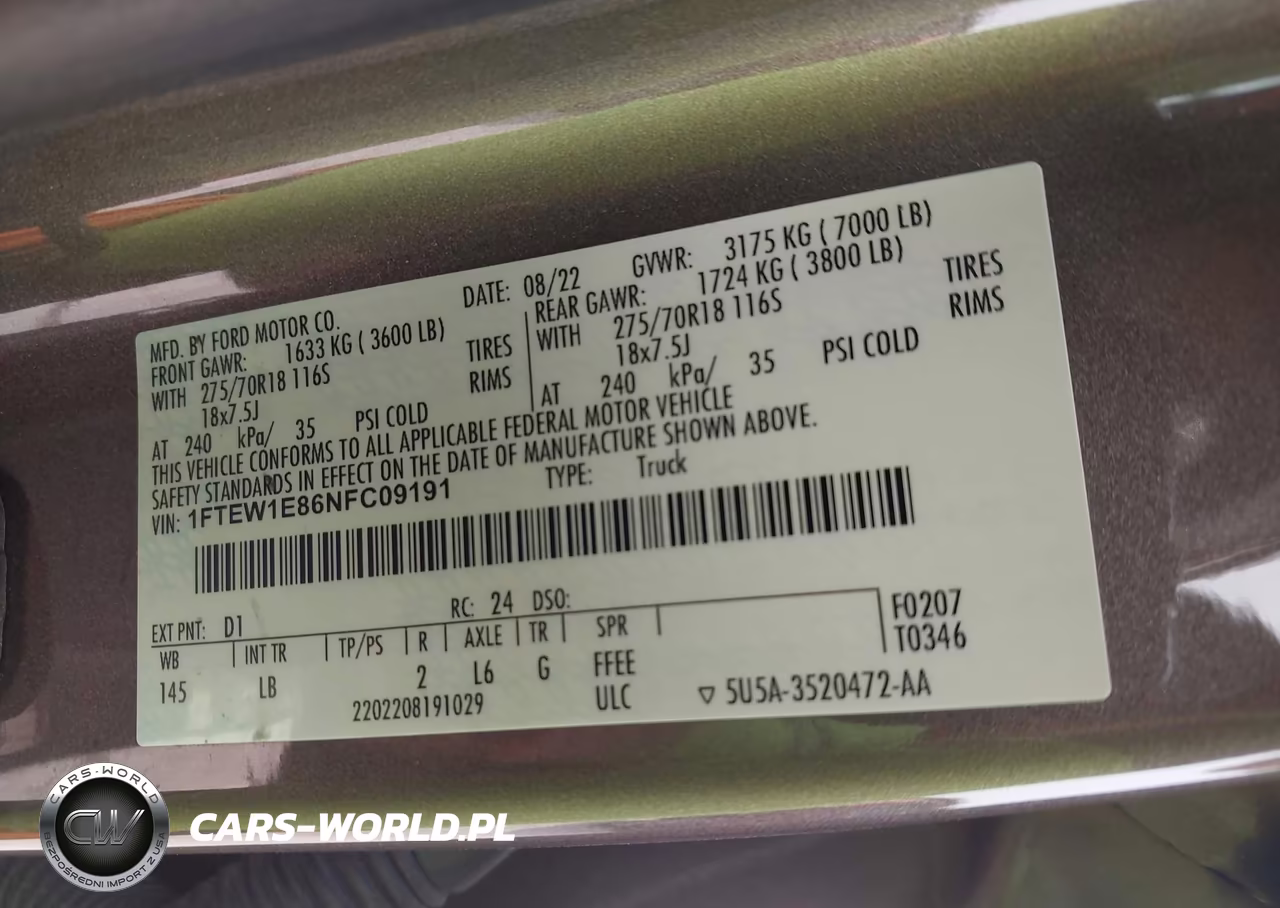 2022 Ford F-150 Tremor VIN:1FTEW1E86NFC09191 - 9