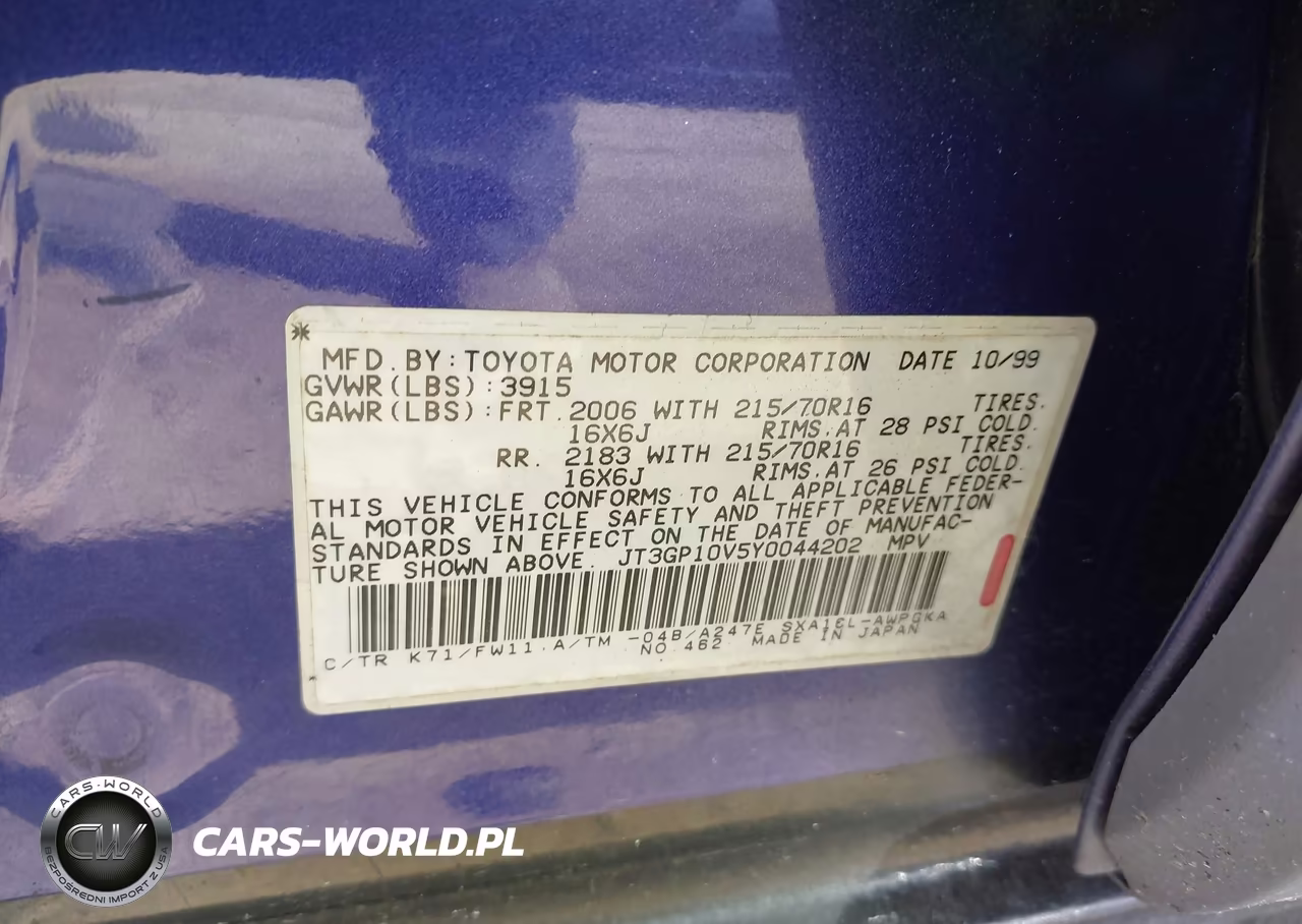 2000 Toyota Rav4 VIN:JT3GP10V5Y0044202 - 9