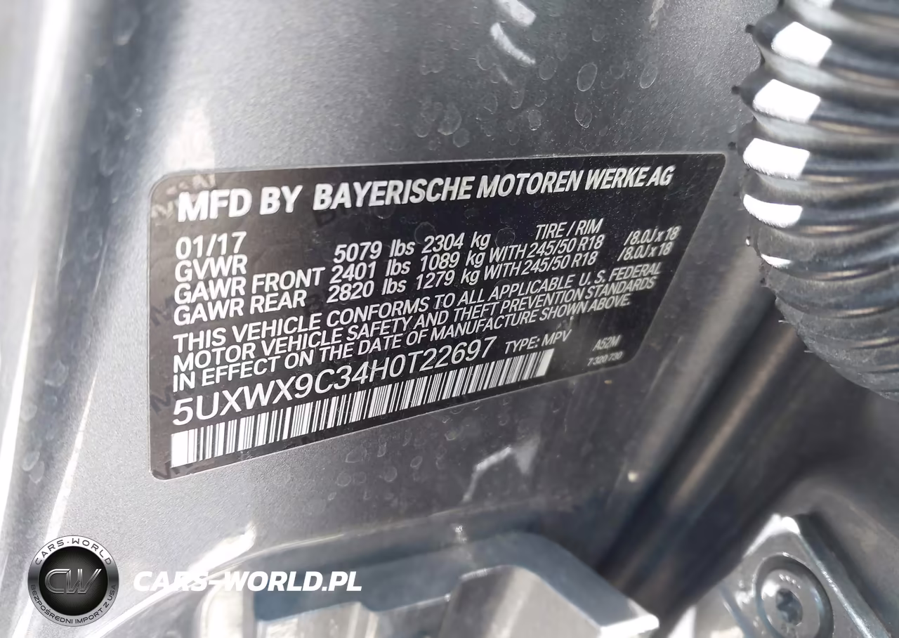 2017 BMW X3 xDrive28I VIN:5UXWX9C34H0T22697 - 9