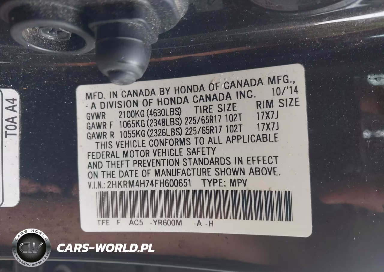 2015 Honda Cr-V Ex-L VIN:2HKRM4H74FH600651 - 9