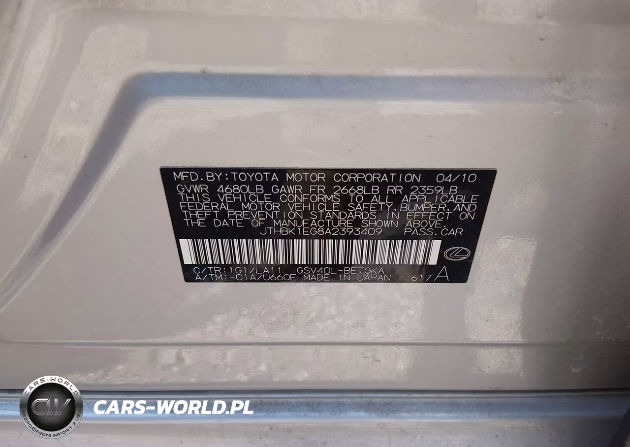 2010 Lexus Es 350 VIN:JTHBK1EG8A2393409 - 9