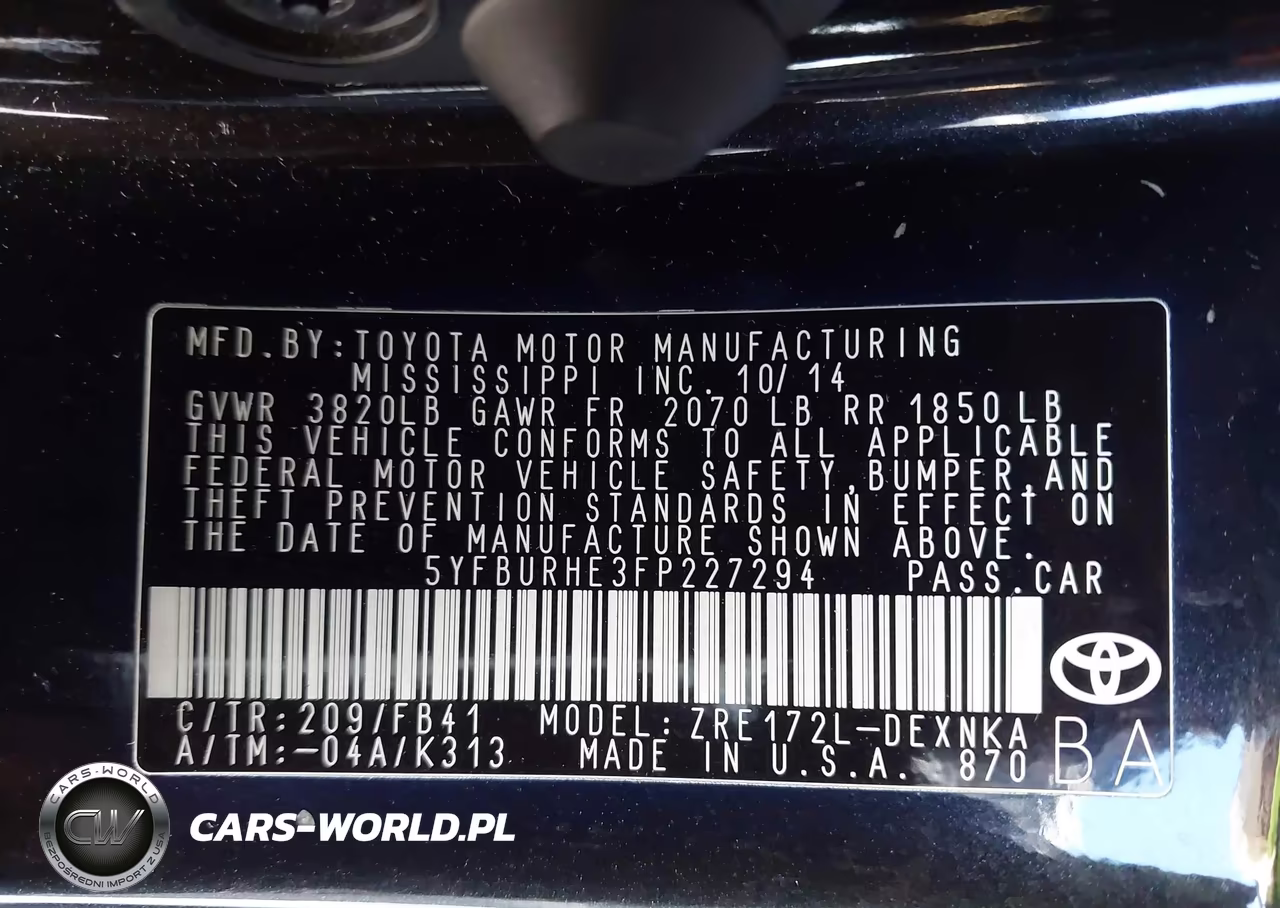 2015 Toyota Corolla Le Plus VIN:5YFBURHE3FP227294 - 9