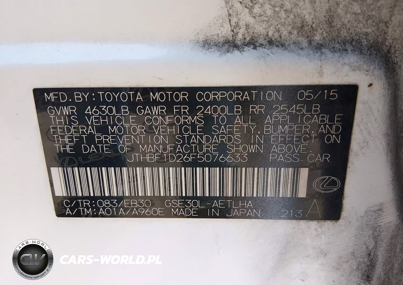 LEXUS IS 250 VIN:JTHBF1D26F5076633 - 9