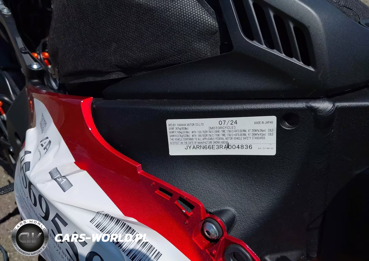 2024 Yamaha Yzfr1 VIN:JYARN66E3RA004836 - 9