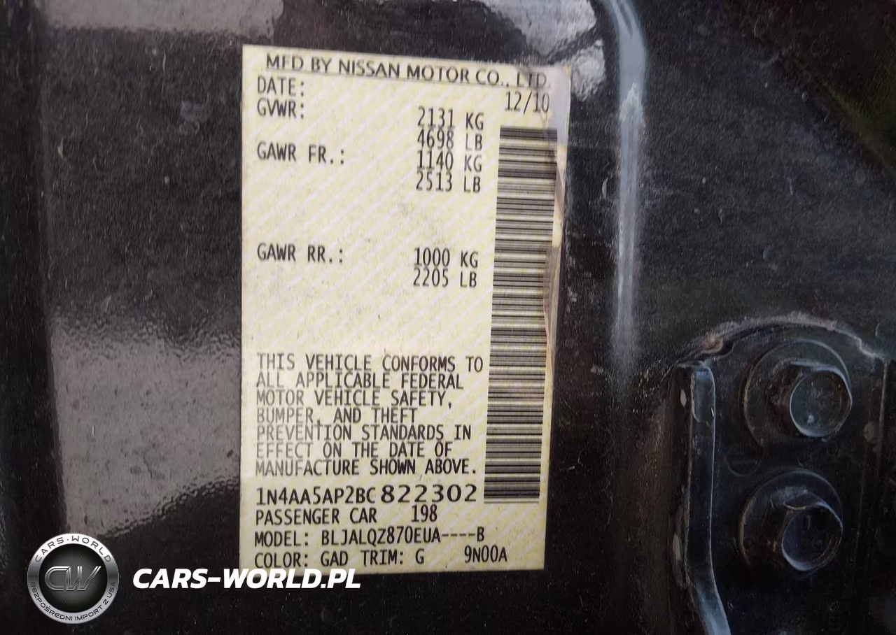 2011 Nissan Maxima 3.5 S VIN:1N4AA5AP2BC822302 - 9