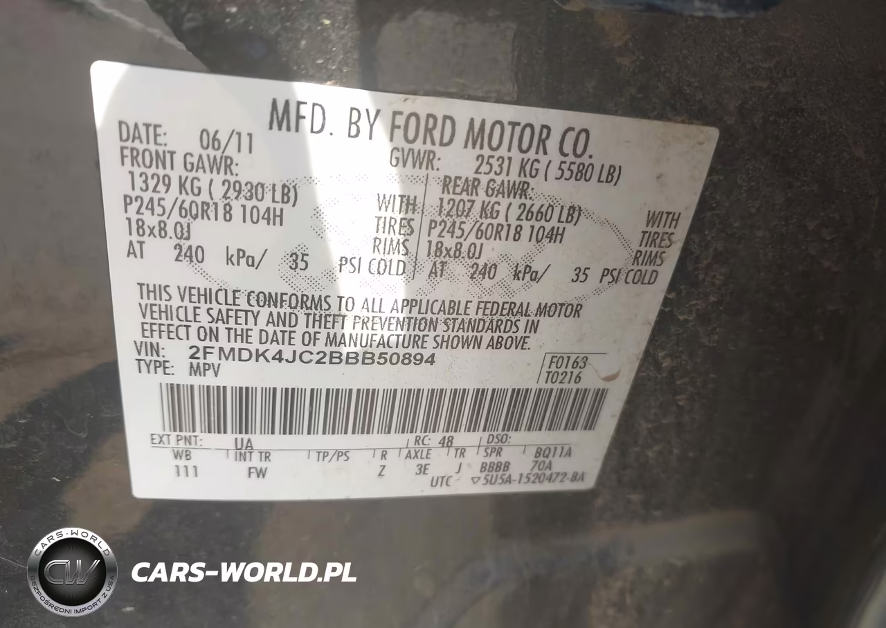 2011 Ford Edge Sel VIN:2FMDK4JC2BBB50894 - 9