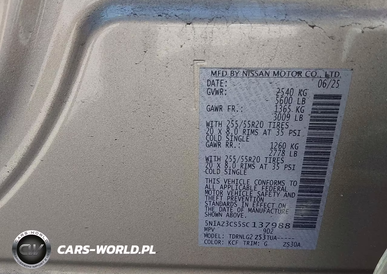 2025 Nissan Murano Sl VIN:5N1AZ3CS5SC137988 - 9