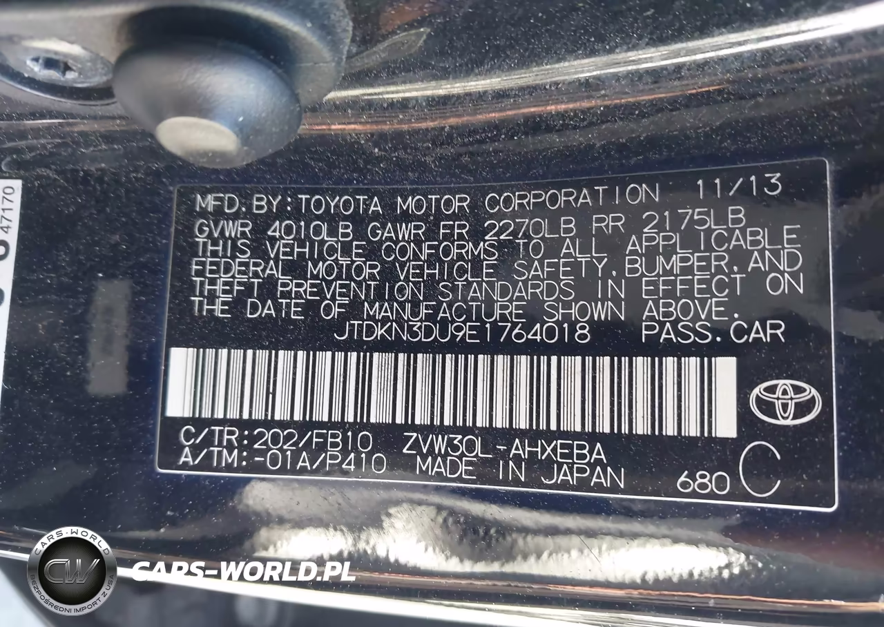 2014 Toyota Prius Two VIN:JTDKN3DU9E1764018 - 9
