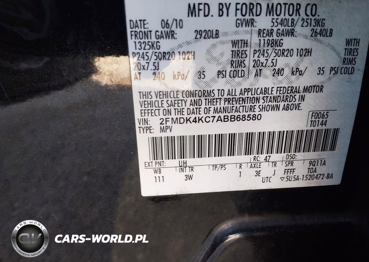 2010 Ford Edge Limited VIN:2FMDK4KC7ABB68580 - 9