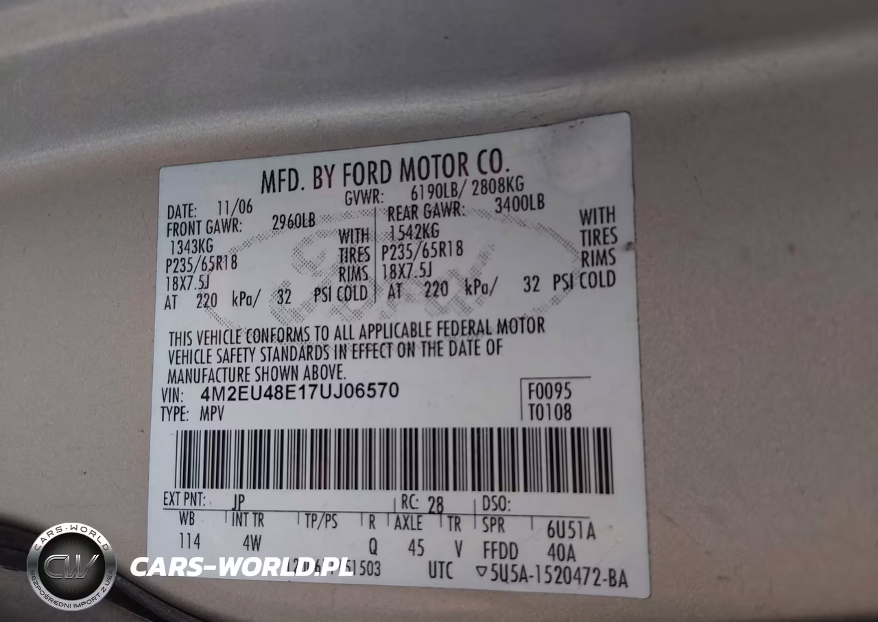 2007 Mercury Mountaineer Premier VIN:4M2EU48E17UJ06570 - 9