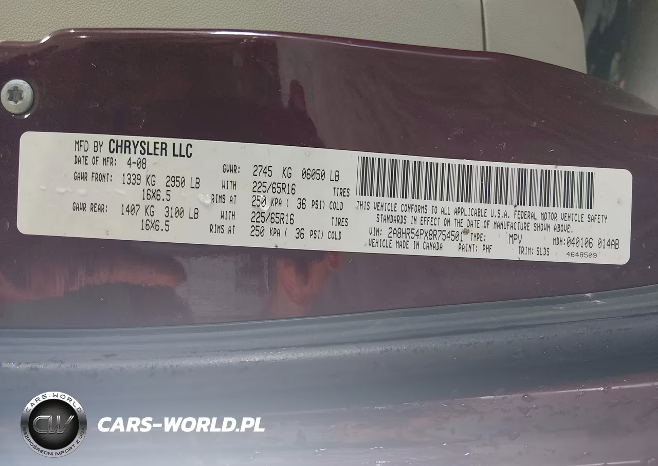 2008 Chrysler Town & Country Touring VIN:2A8HR54PX8R754501 - 9