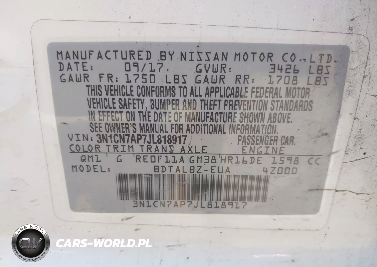 2018 Nissan Versa 1.6 Sv VIN:3N1CN7AP7JL818917 - 9