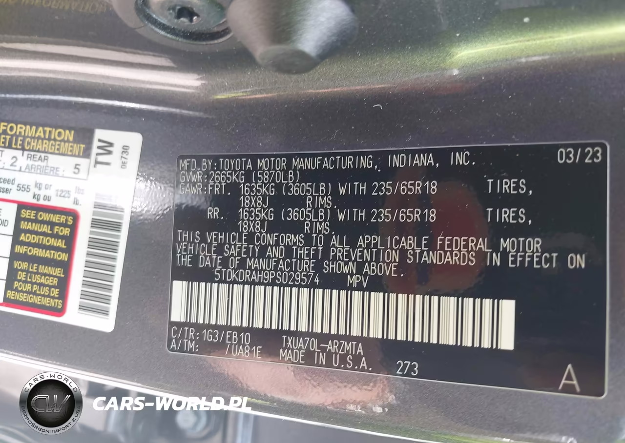 2023 Toyota Highlander Xle VIN:5TDKDRAH9PS029574 - 9