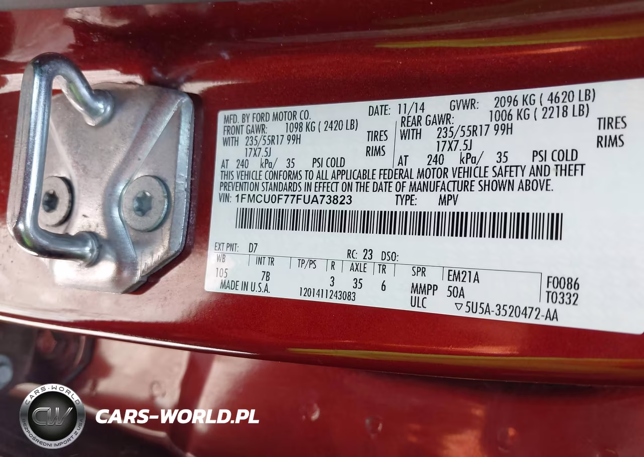 2015 Ford Escape S VIN:1FMCU0F77FUA73823 - 9