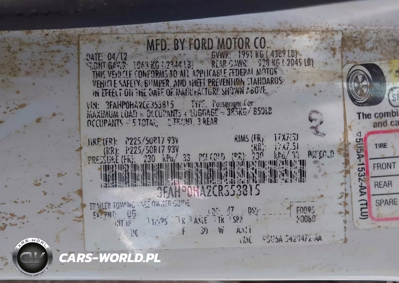 2012 Ford Fusion Se VIN:3FAHP0HA2CR353815 - 9