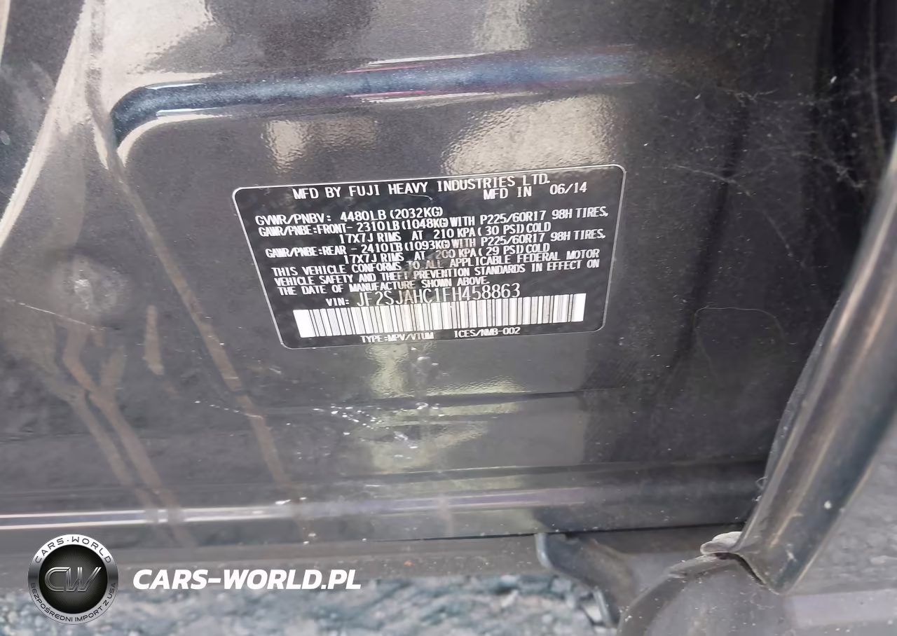 2015 Subaru Forester 2.5I Limited VIN:JF2SJAHC1FH458863 - 9