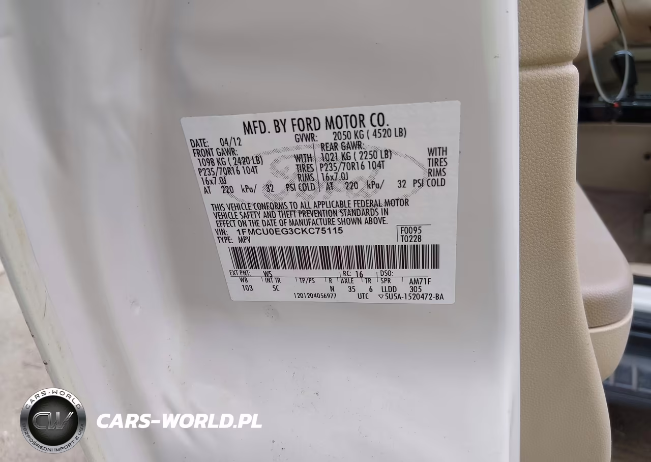 2012 Ford Escape Limited VIN:1FMCU0EG3CKC75115 - 9