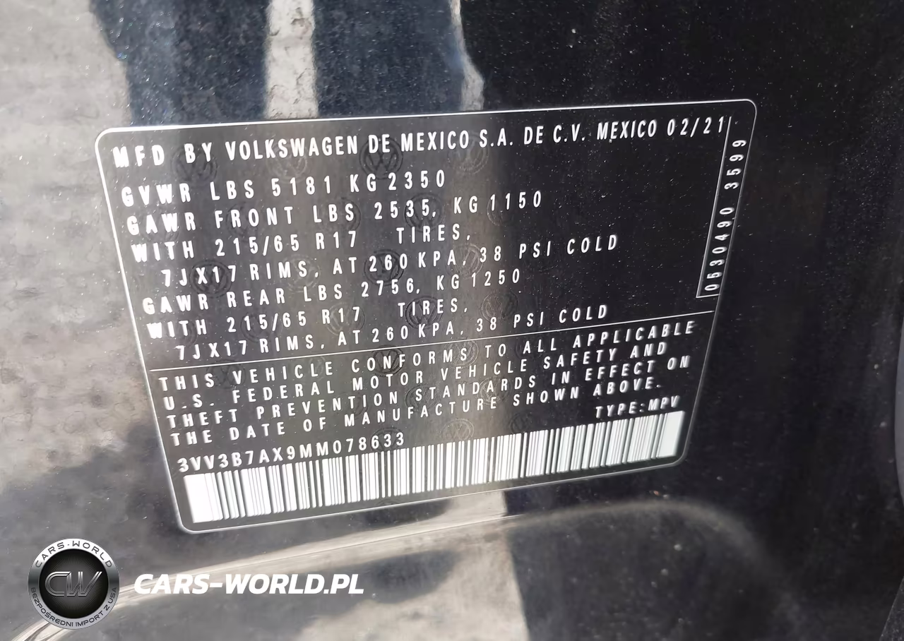 2021 Volkswagen Tiguan 2.0T Se-2.0T Se R-Line Black-2.0T Sel VIN:3VV3B7AX9MM078633 - 9