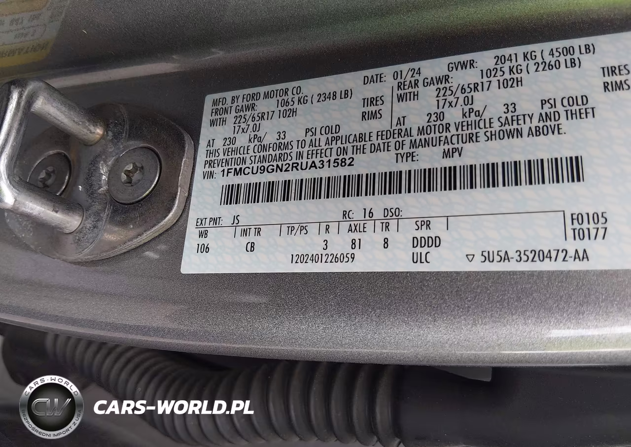 2024 Ford Escape Active VIN:1FMCU9GN2RUA31582 - 9