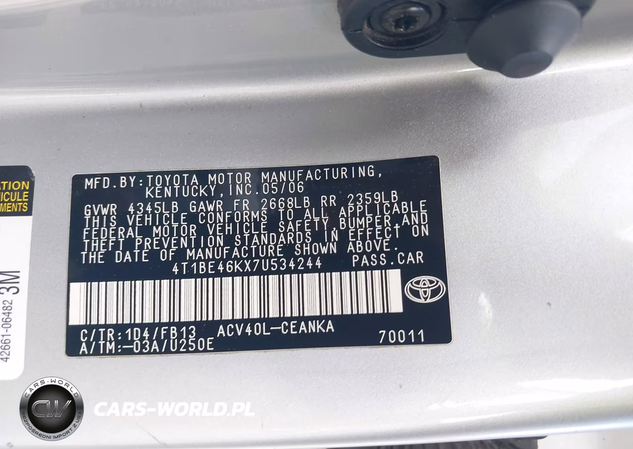2007 Toyota Camry Le VIN:4T1BE46KX7U534244 - 9