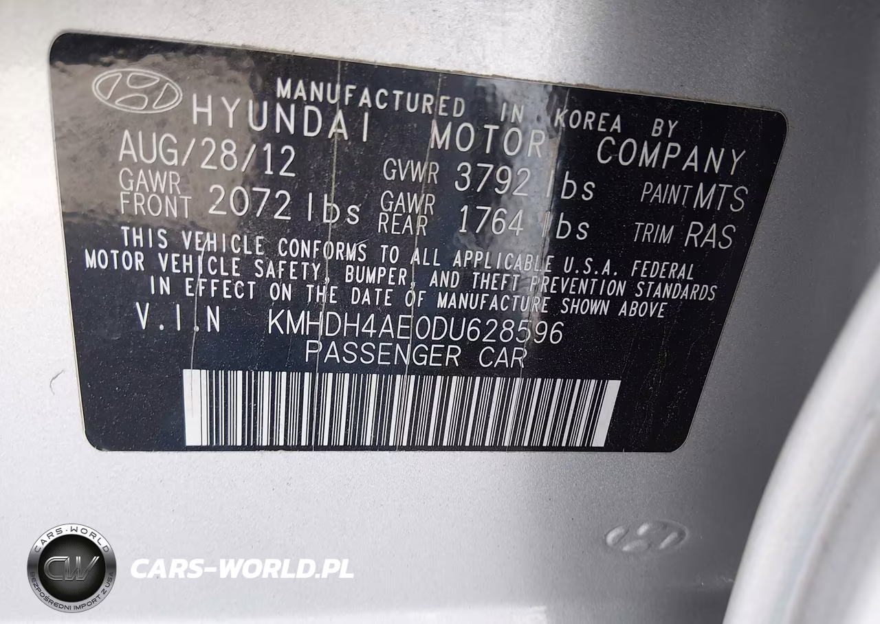 2013 Hyundai Elantra Limited VIN:KMHDH4AE0DU628596 - 9
