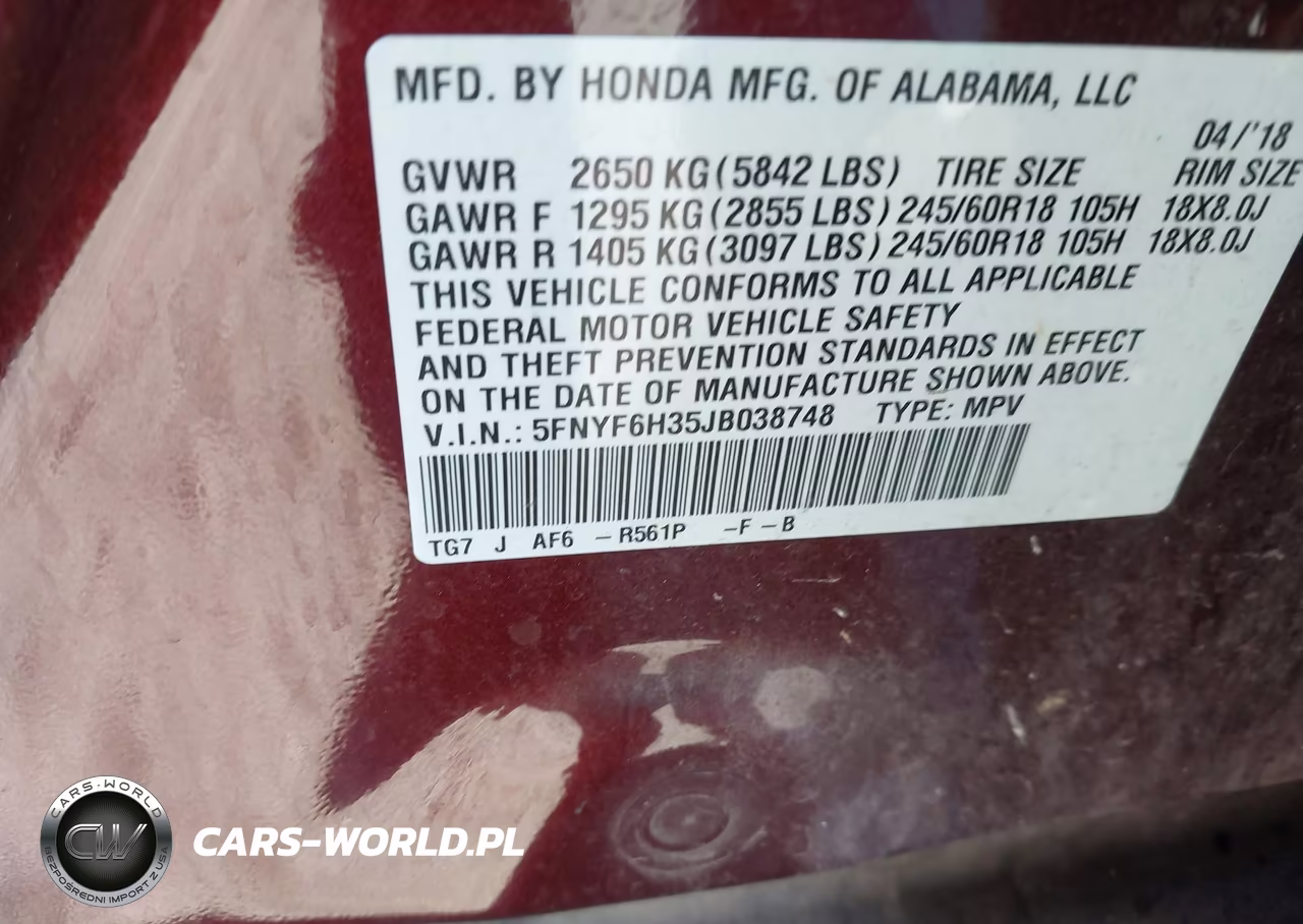 2018 Honda Pilot Ex VIN:5FNYF6H35JB038748 - 9