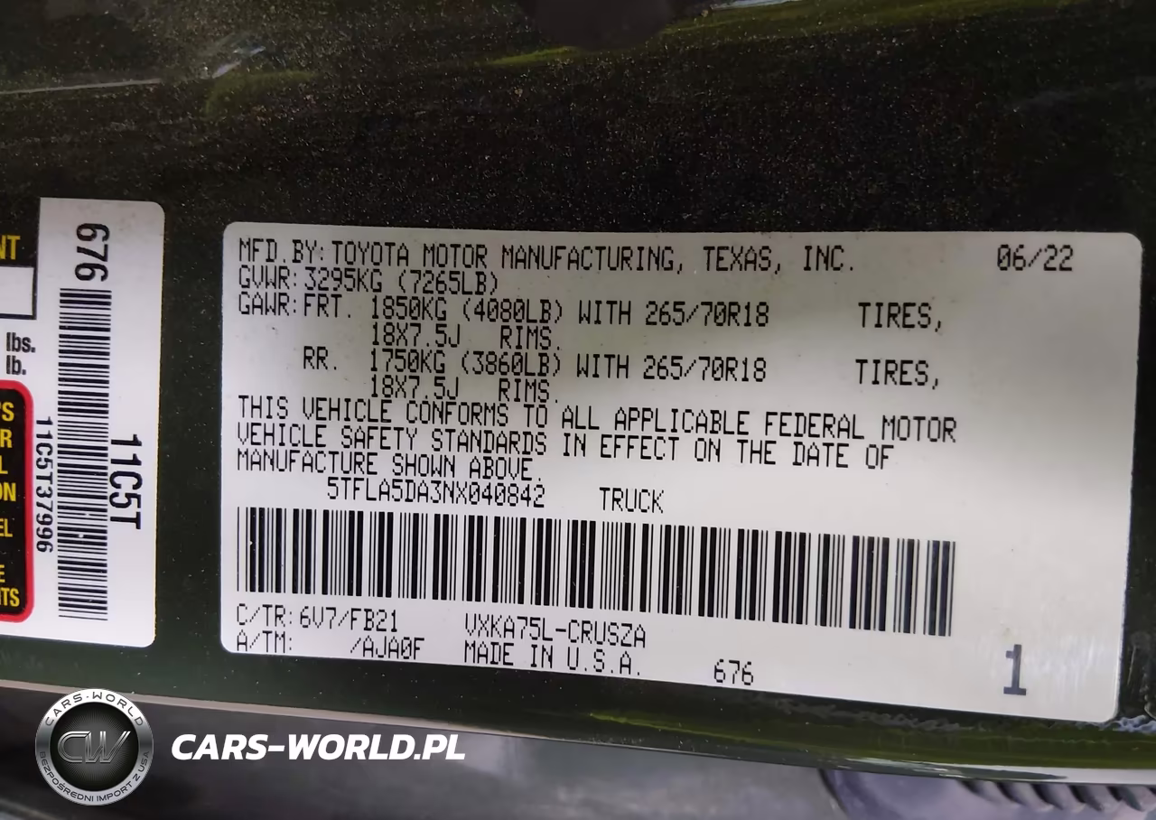 2022 Toyota Tundra Sr5 VIN:5TFLA5DA3NX040842 - 9