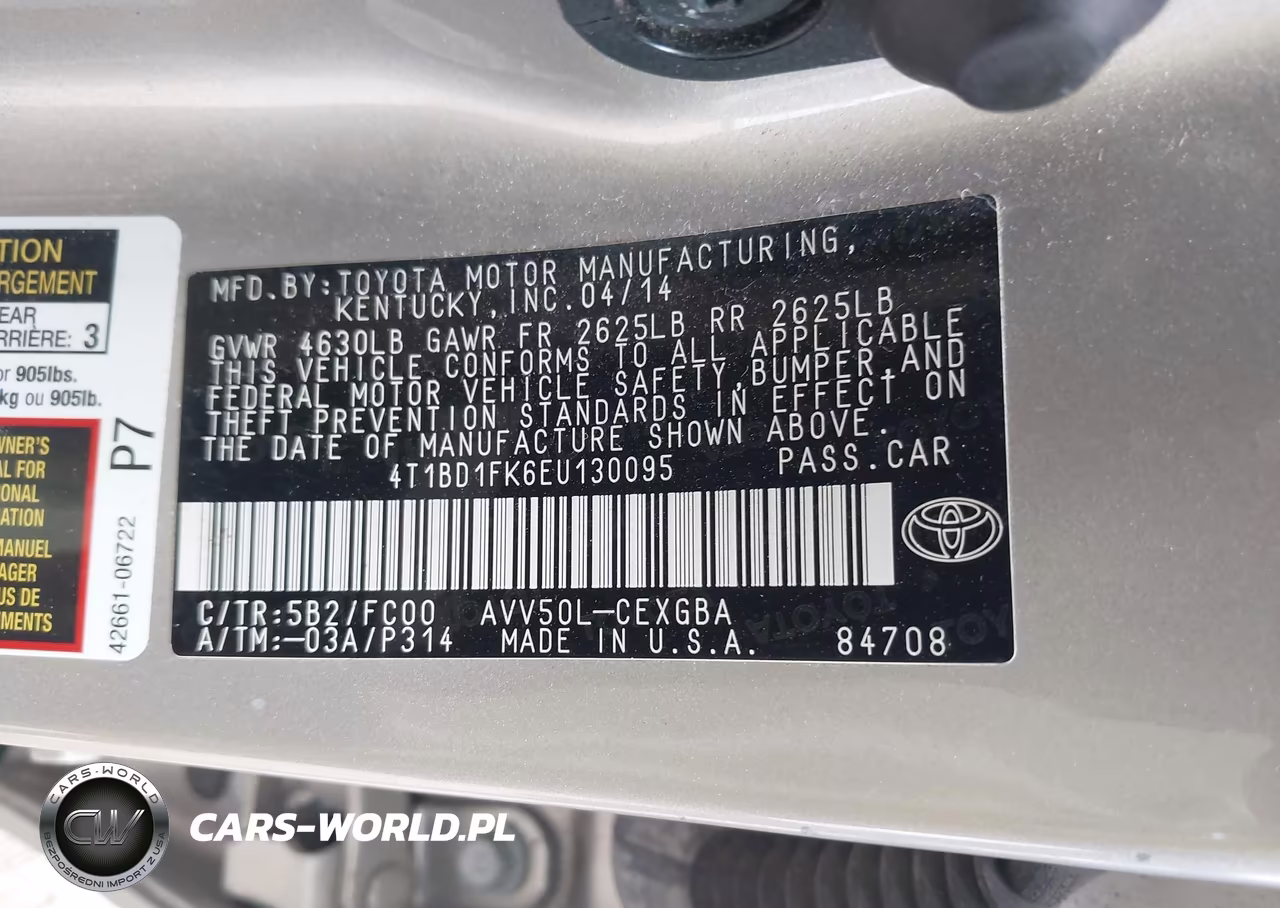 2014 Toyota Camry Hybrid Xle VIN:4T1BD1FK6EU130095 - 9