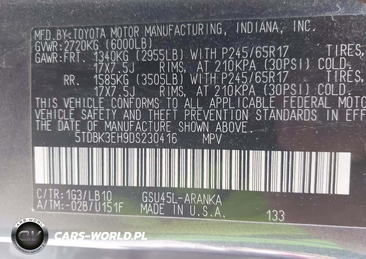 2013 Toyota Highlander Se V6 VIN:5TDBK3EH9DS230416 - 9